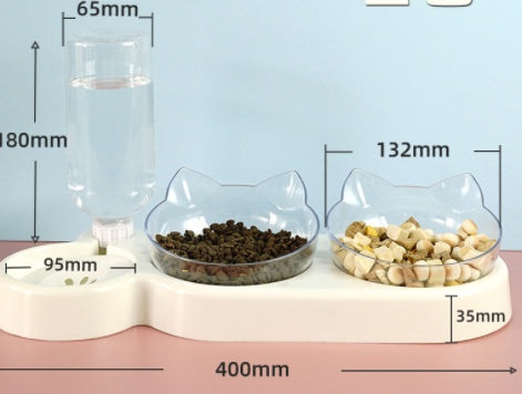 Cat Bowl Three Bowl Neck Guard Pet Feeder Automatic