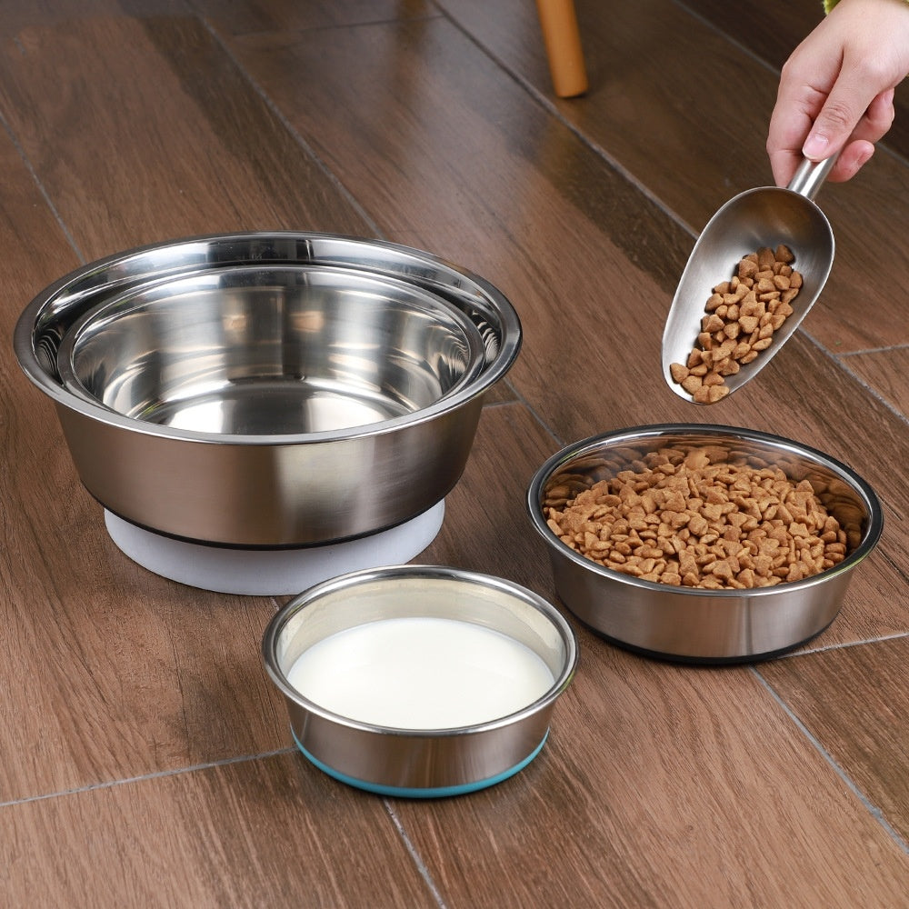 Silicone Pet Bowl Stainless Steel Dog Bowl Dog Food Bowl Feeding Drinking Pet Supplies Cat Bowl