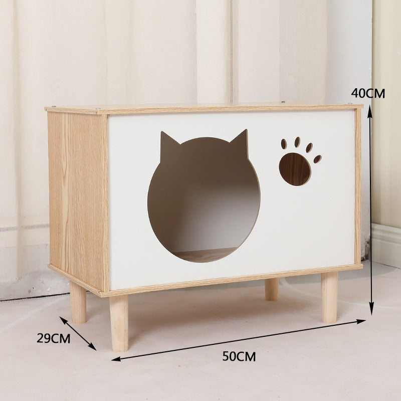 Creative Modeling Pet Wooden Nest Solid Wood Cat Nest Pet Cat Bedside Table