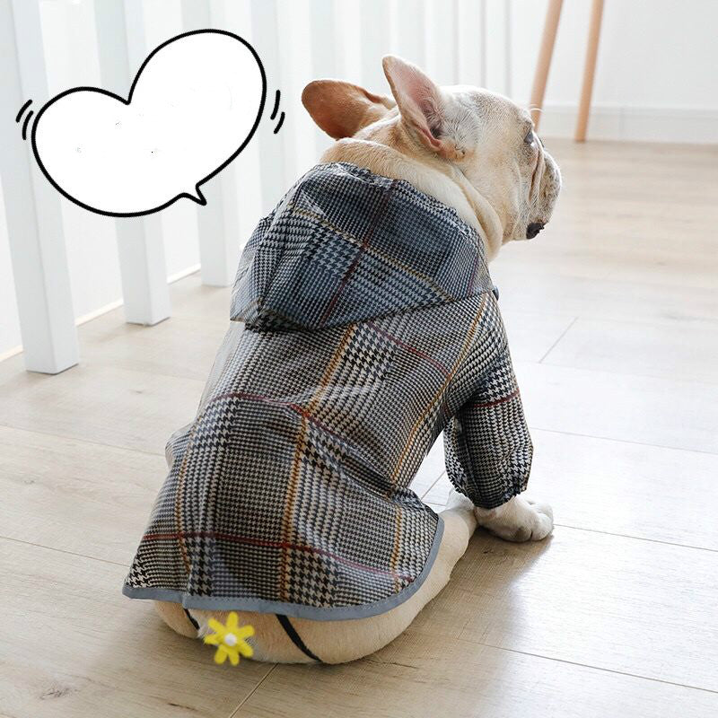 Dog plaid raincoat