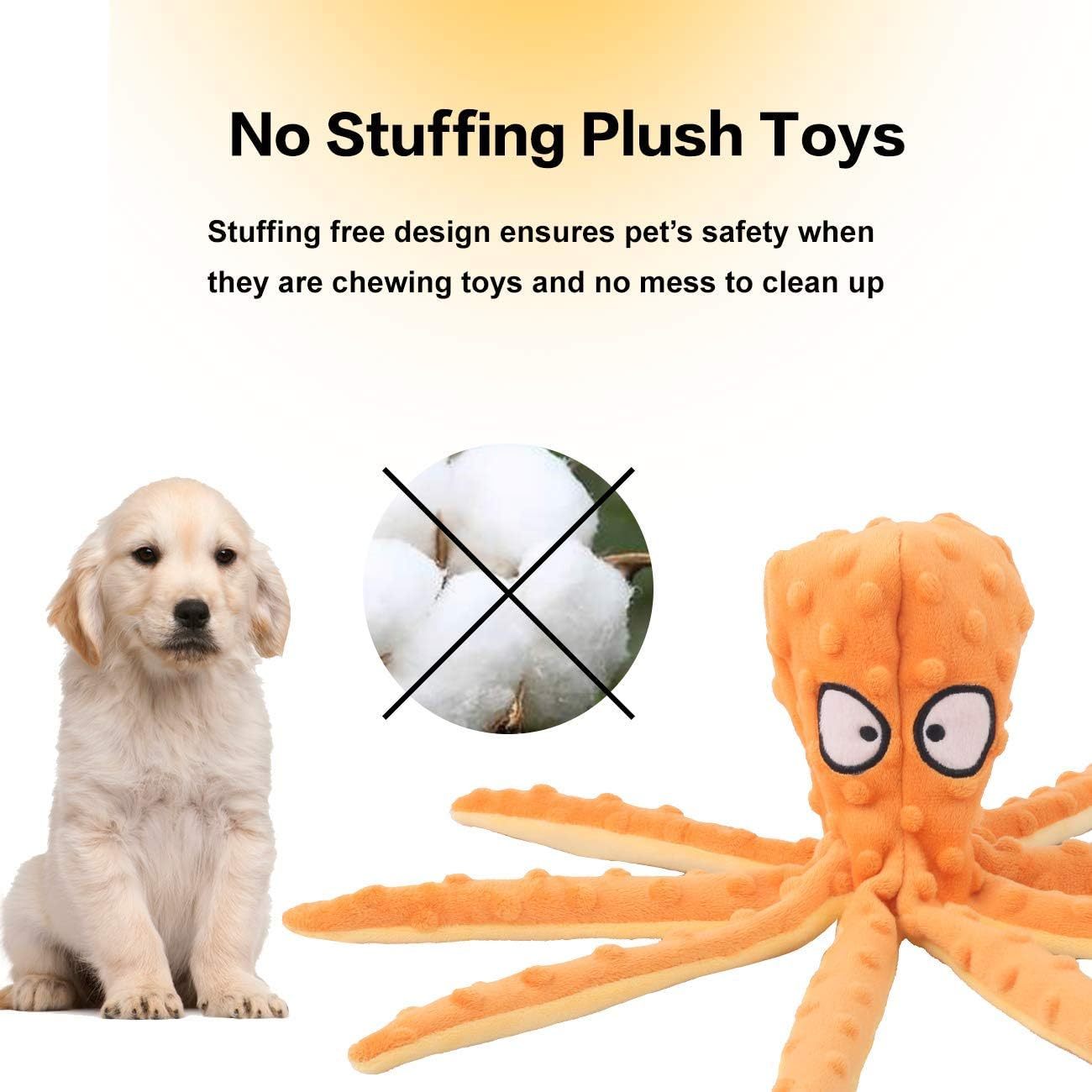 Dog Squeaky Toys Octopus No Stuffing Crinkle Plush Toys For Puppy Teething Durable Interactive Chew Toys For Small Medium And Large Dogs Training And Reduce Boredom