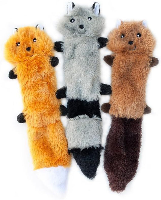 Peltz - Fox Raccoon Squirrel  No Stuffing Squeaky Dog Toys, Unstuffed Chew Toy For Small & Medium Breeds Soft Plush Toys Flat No Stuffing Puppy